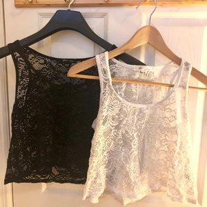 Forever 21 Racerback Lacey Crop Top Set size SMALL
